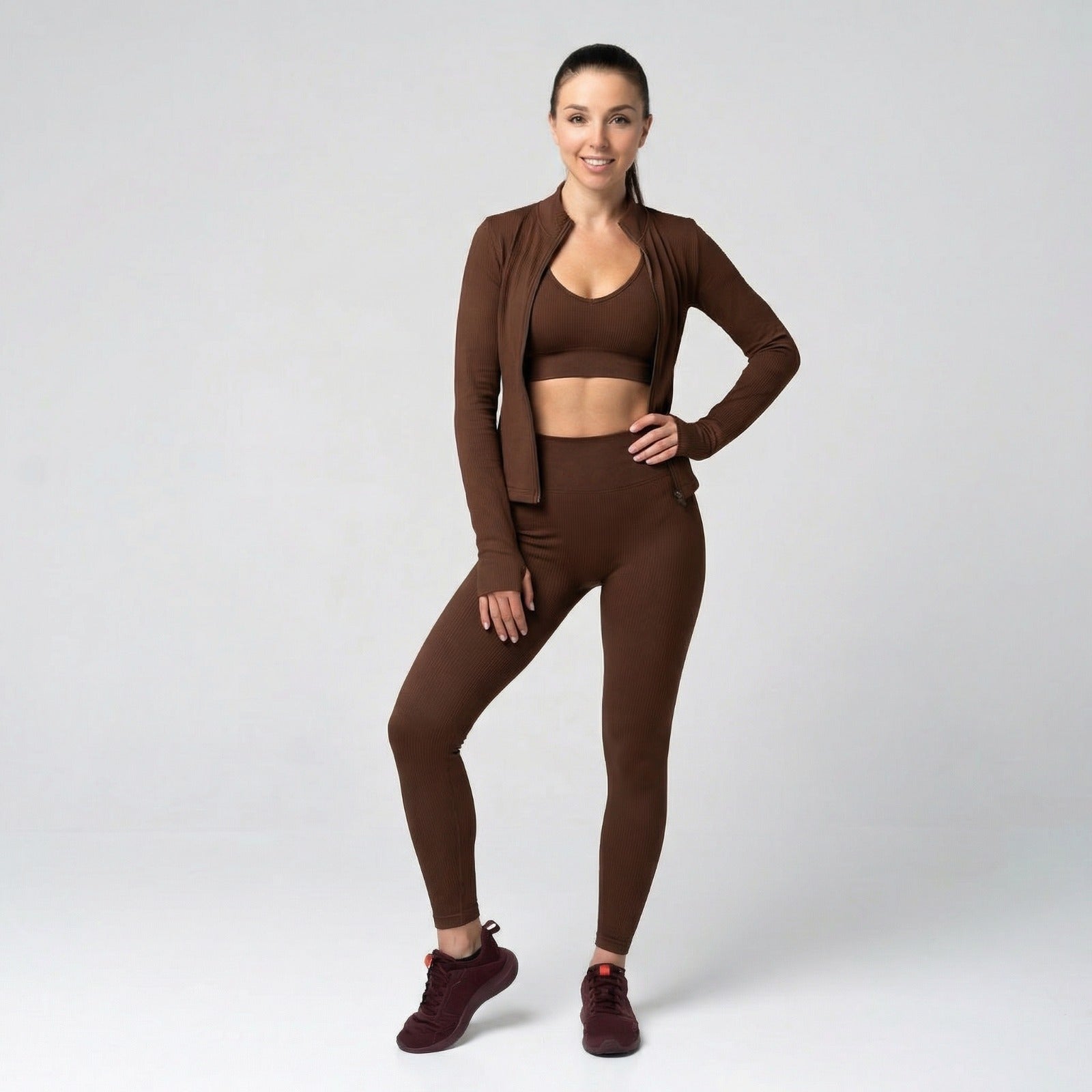 Lepea™ Zestaw dresowy (top, legginsy i krótka bluza z zamkiem)