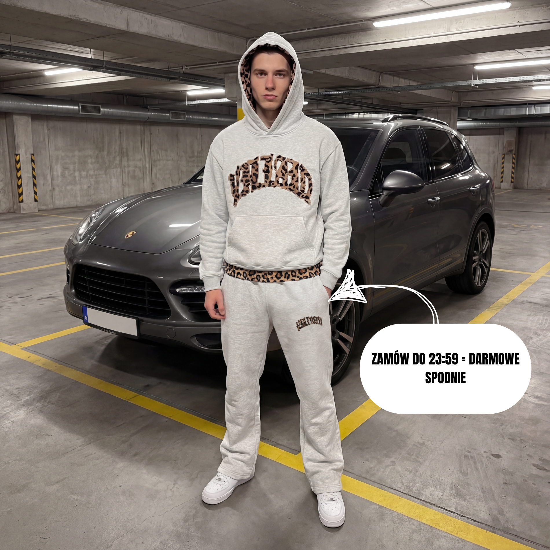 Bluza z kapturem w panterkę + darmowe spodnie do 23:59