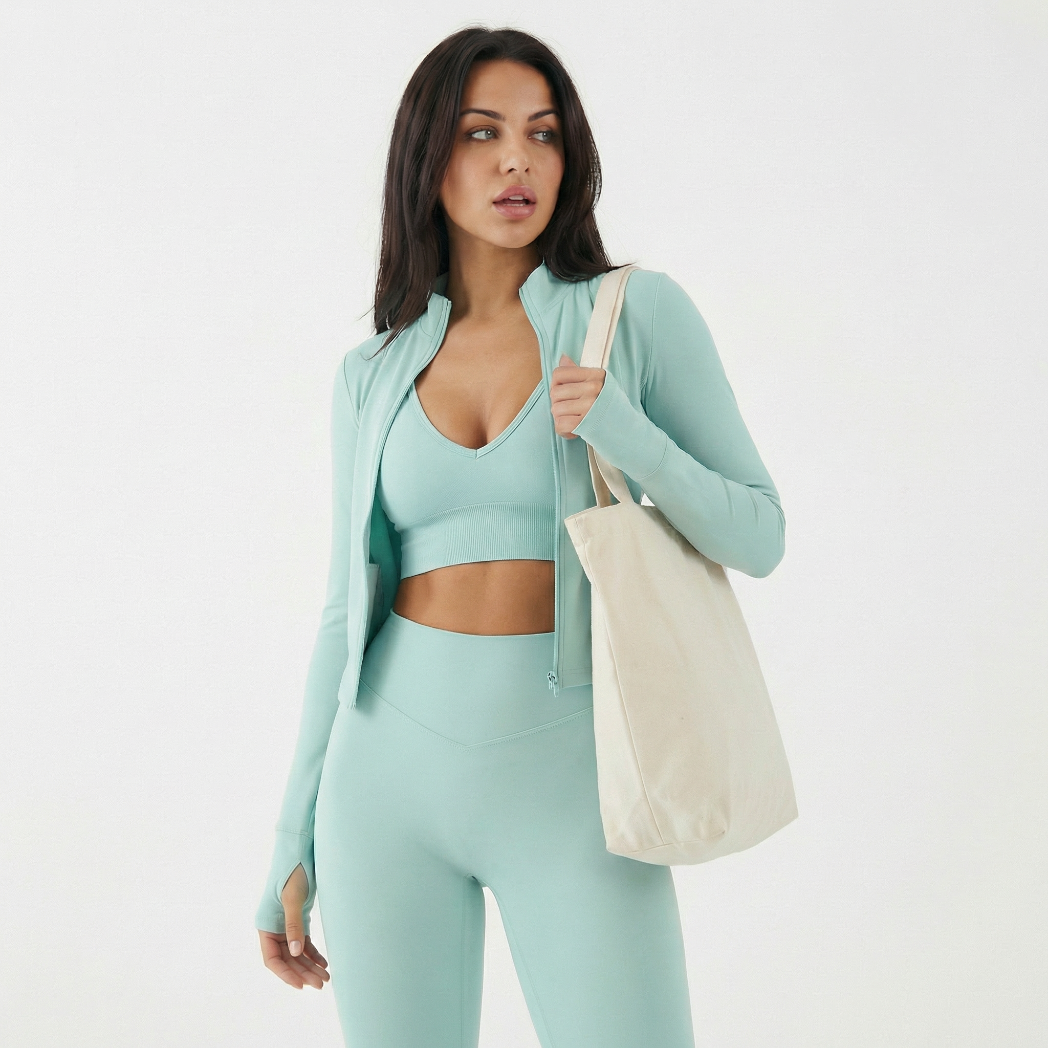 Lepea™ Zestaw dresowy (top, legginsy i krótka bluza z zamkiem)