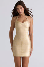 złota bandażowa mini sukienka